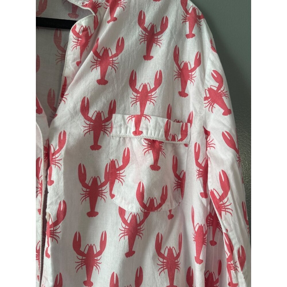 Myza Lobster Print Sleep Top Small Long Sleeve Cotton Pajama Shirt - Picture 3 of 8